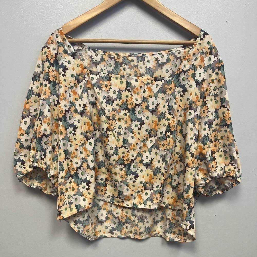 0224-13 Floral square neck Blouse